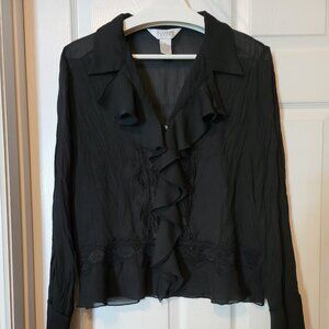 Black transparent blouse- used- size XL